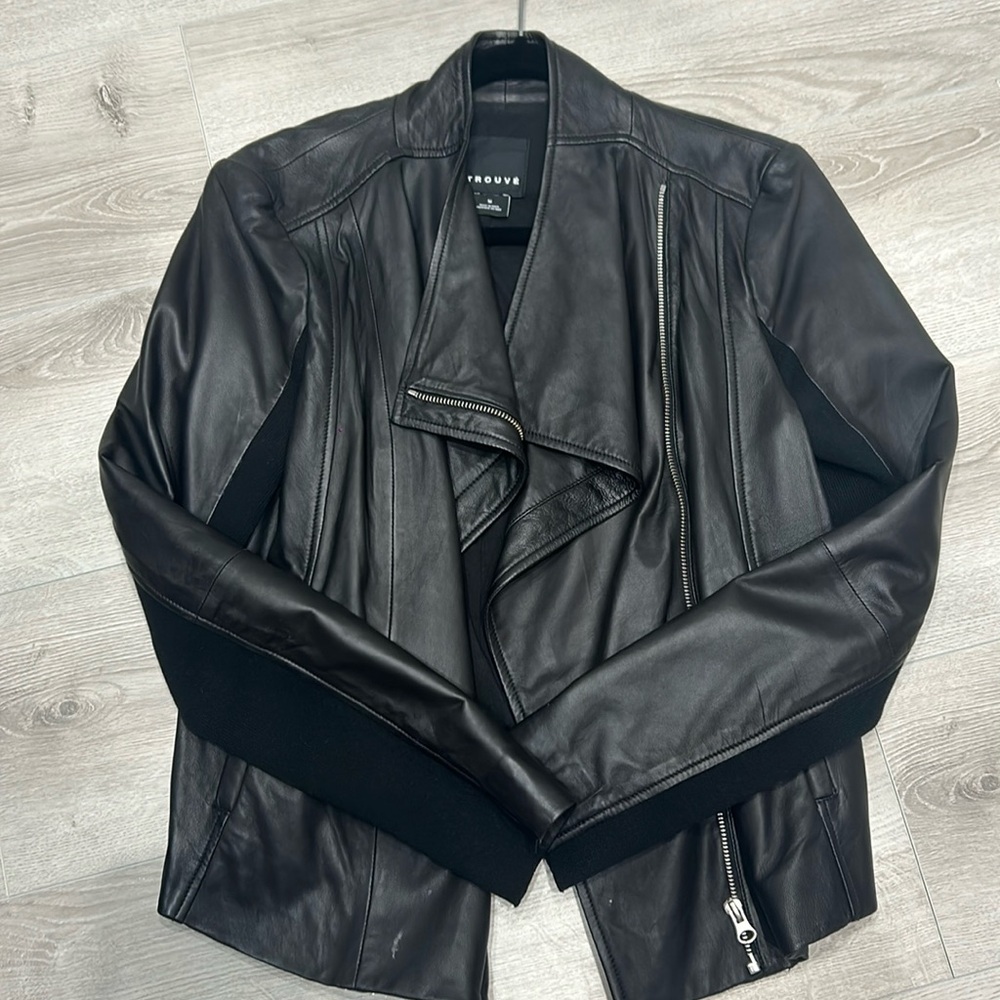 Trouvé Leather Moto Jacket Size Medium 100% Leather